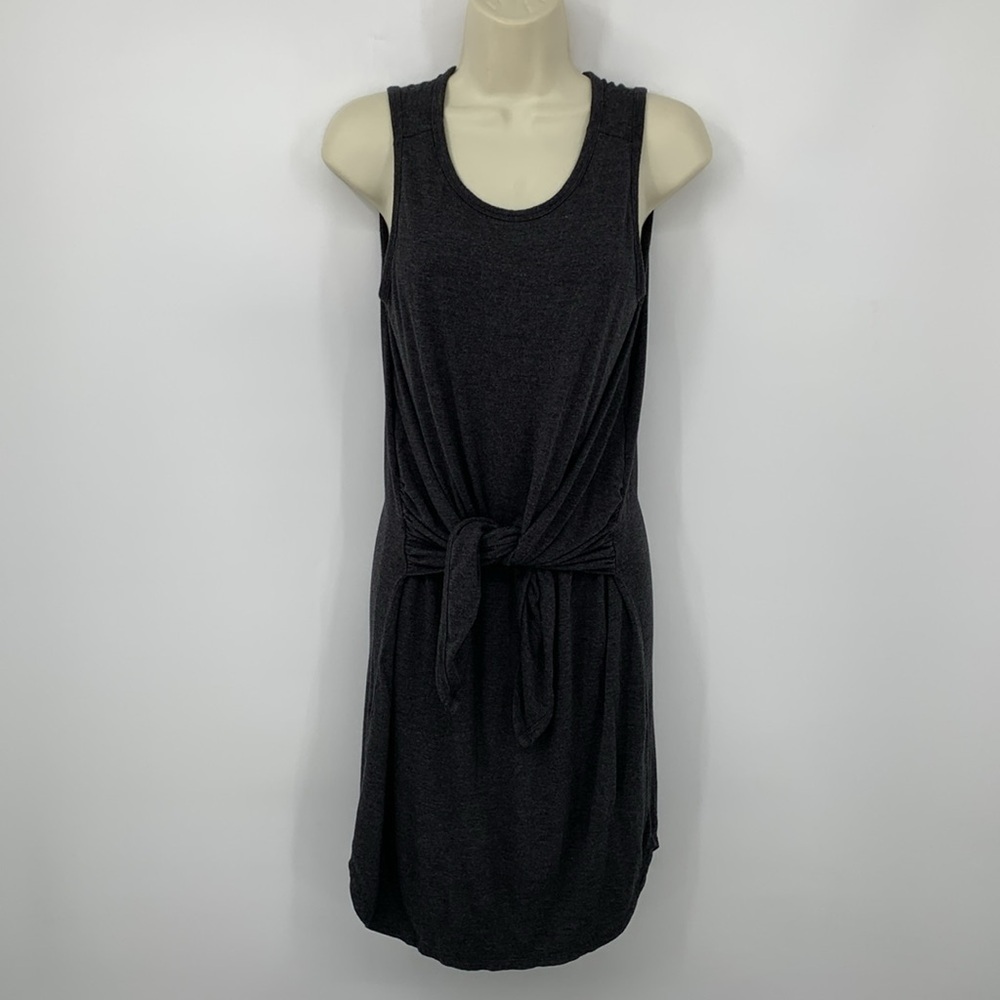 Susana Monaco tie front knit shift dress heather charcoal gray stretch Medium